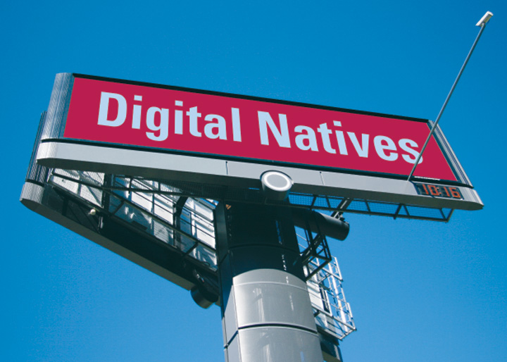 image f cover of digital natives showing electronic billboard